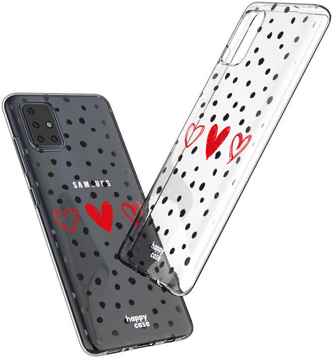 HappyCase Samsung Galaxy A51 Hoesje Flexibel TPU Stip Hartjes Print afbeelding 2