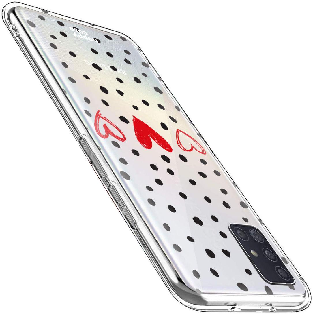 HappyCase Samsung Galaxy A51 Hoesje Flexibel TPU Stip Hartjes Print afbeelding 3