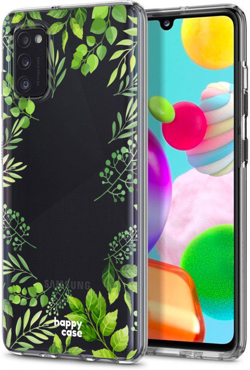 HappyCase Samsung Galaxy A41 Flexibel TPU Hoesje Leaves Print afbeelding 2
