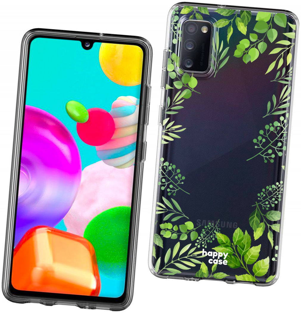 HappyCase Samsung Galaxy A41 Flexibel TPU Hoesje Leaves Print afbeelding 5
