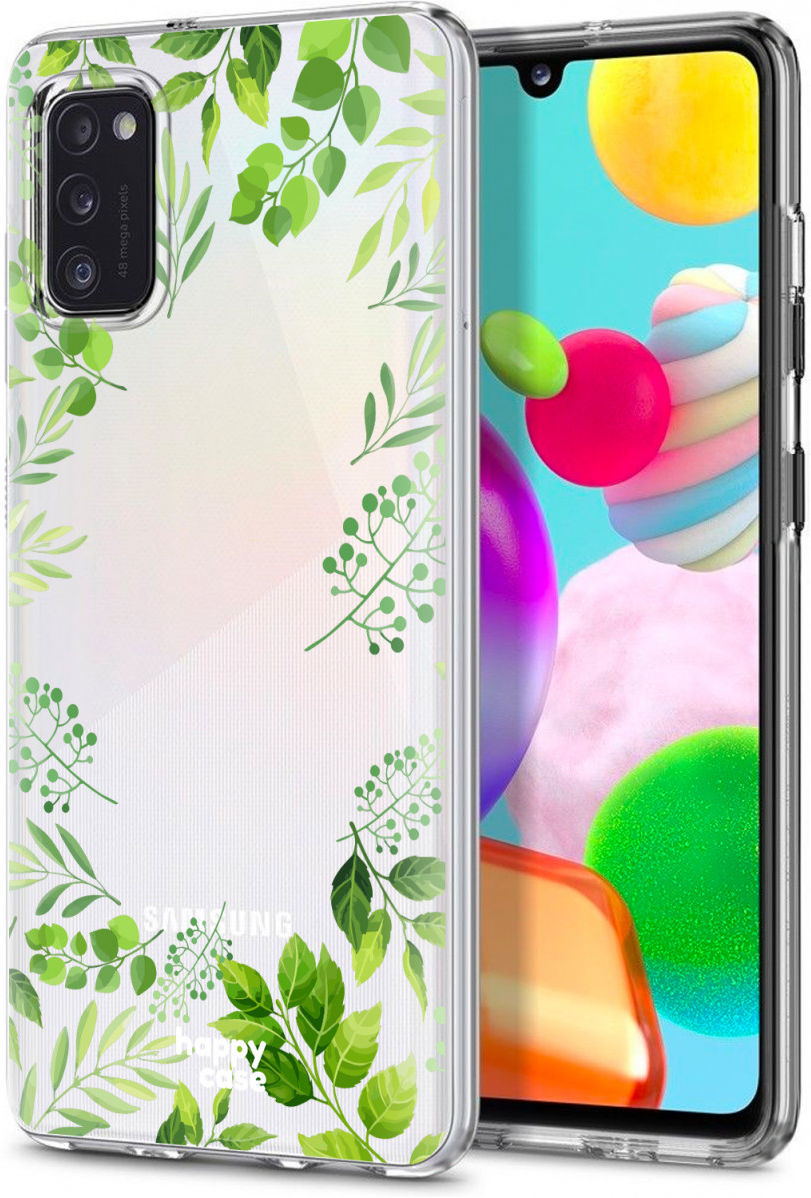 HappyCase Samsung Galaxy A41 Flexibel TPU Hoesje Leaves Print afbeelding 6