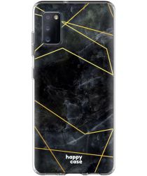 HappyCase Samsung Galaxy A41 Flexibel TPU Hoesje Zwart Marmer print