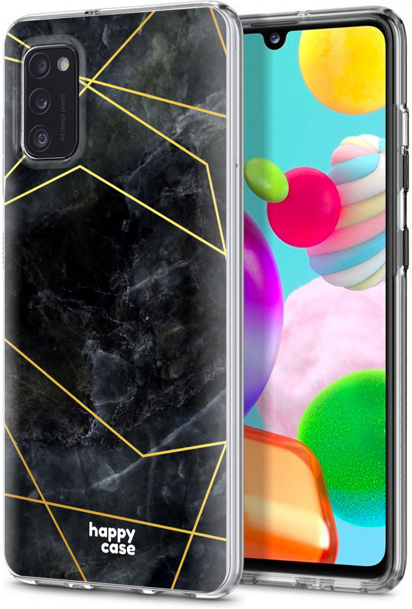 HappyCase Samsung Galaxy A41 Flexibel TPU Hoesje Zwart Marmer print afbeelding 2