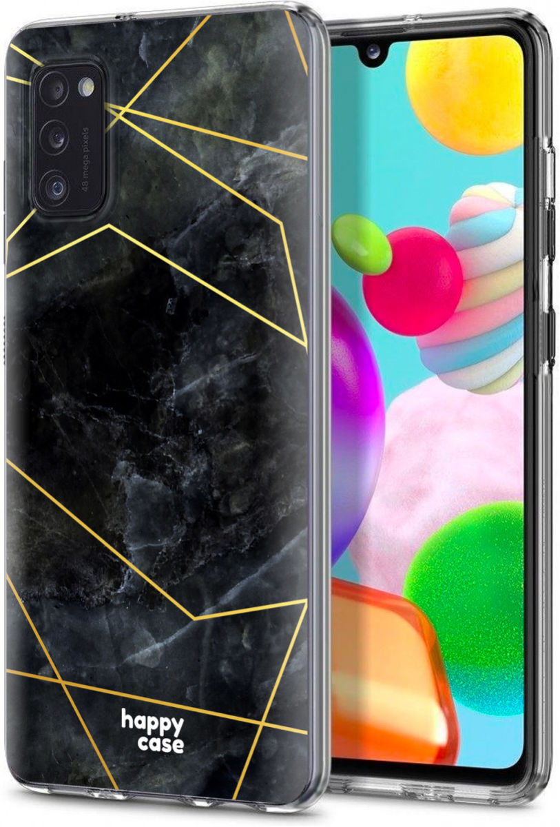 HappyCase Samsung Galaxy A41 Flexibel TPU Hoesje Zwart Marmer print afbeelding 7