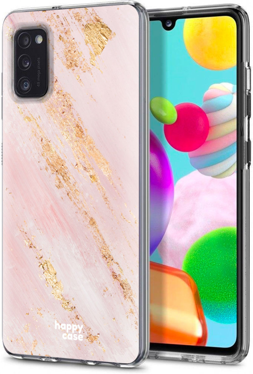 HappyCase Samsung Galaxy A41 Flexibel TPU Hoesje Pink Marmer print afbeelding 2