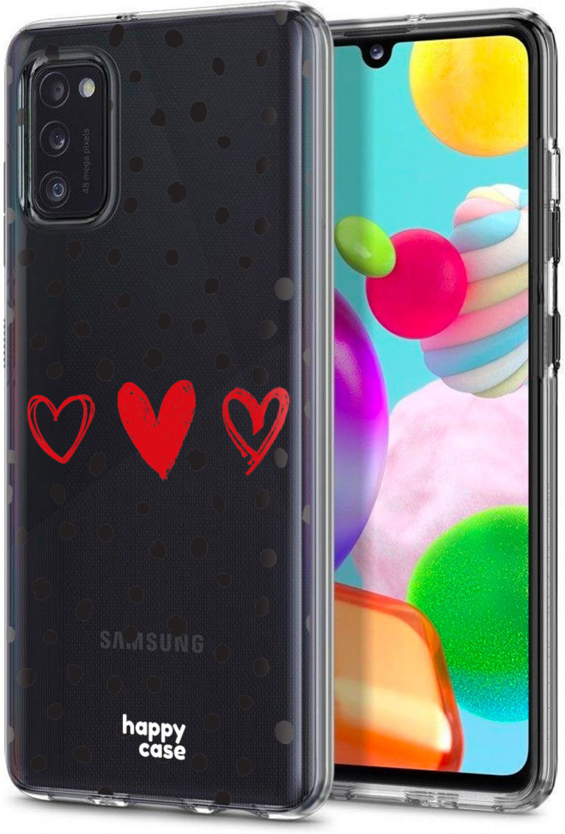 HappyCase Samsung Galaxy A41 Flexibel TPU Hoesje Stip Hartjes print afbeelding 2