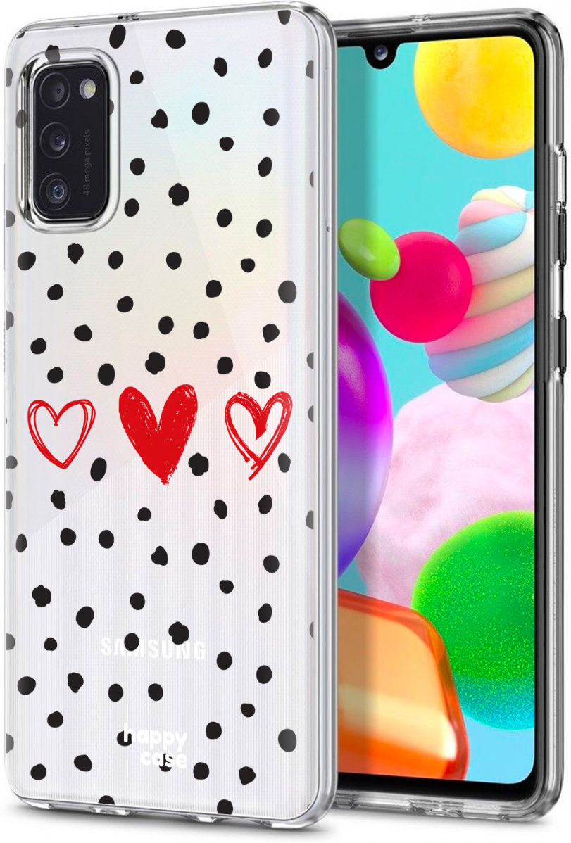 HappyCase Samsung Galaxy A41 Flexibel TPU Hoesje Stip Hartjes print afbeelding 4