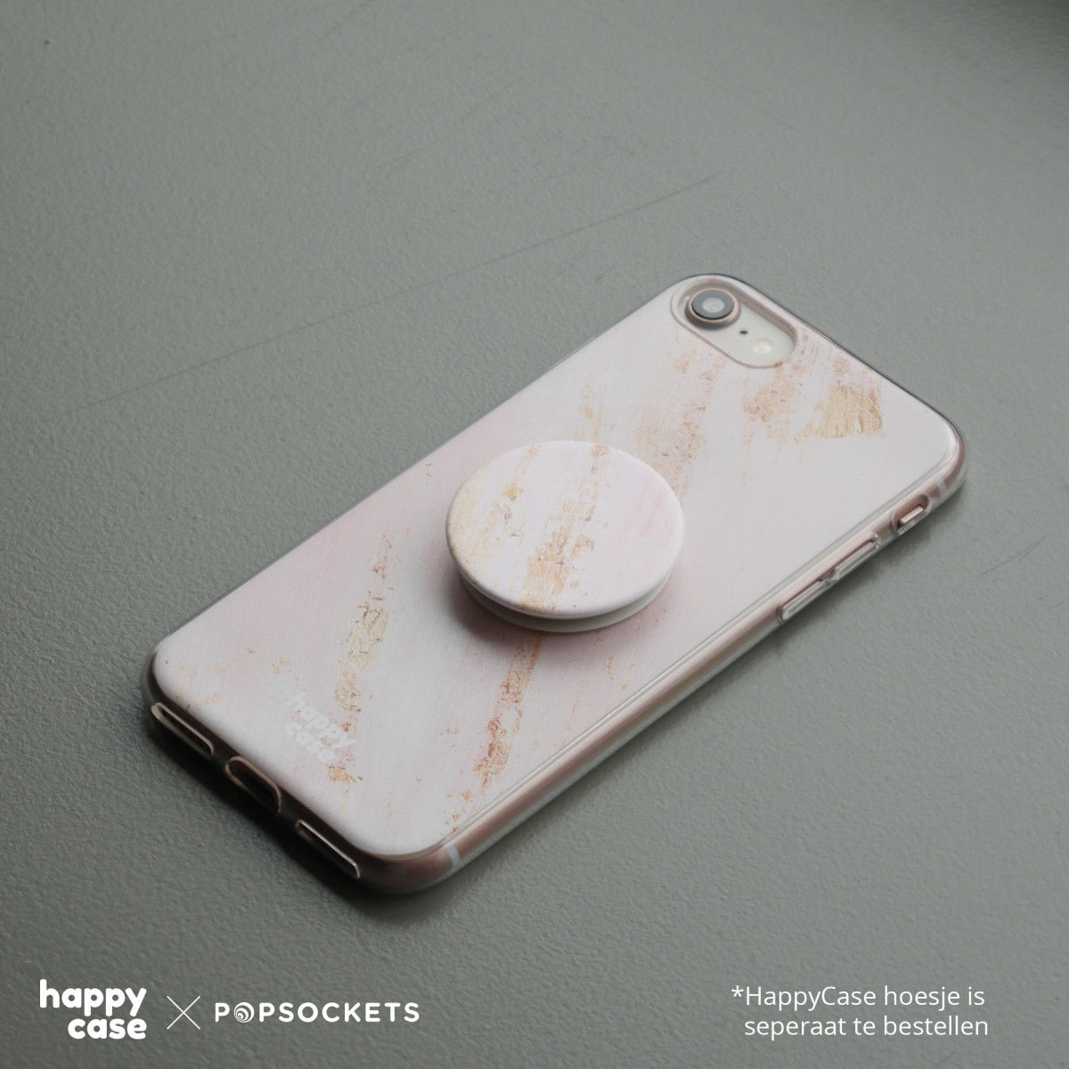 PopSockets X HappyCase PopGrip PopTop Greep en Standaard Pink Marmer afbeelding 9
