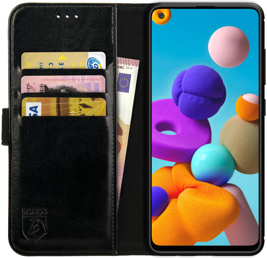 Rosso Element Samsung Galaxy A21S Hoesje Book Cover Zwart afbeelding 1