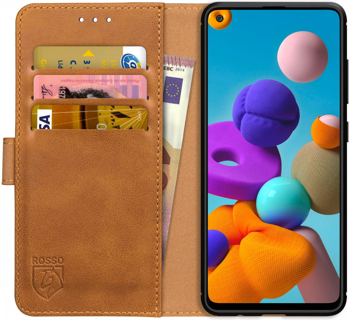 Rosso Element Samsung Galaxy A21S Hoesje Book Cover Lichtbruin afbeelding 1