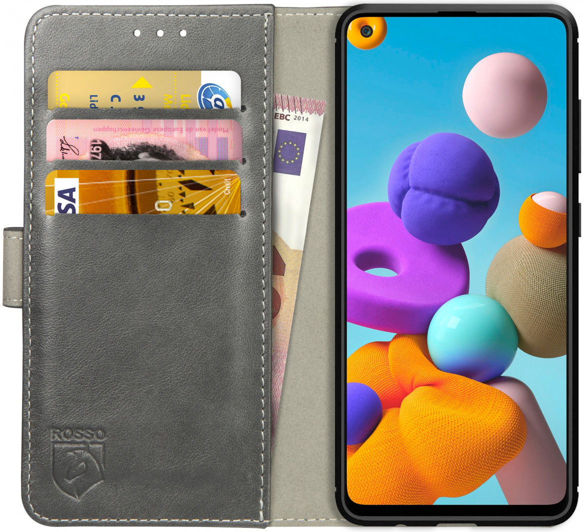 Rosso Element Samsung Galaxy A21S Hoesje Book Cover Grijs afbeelding 1