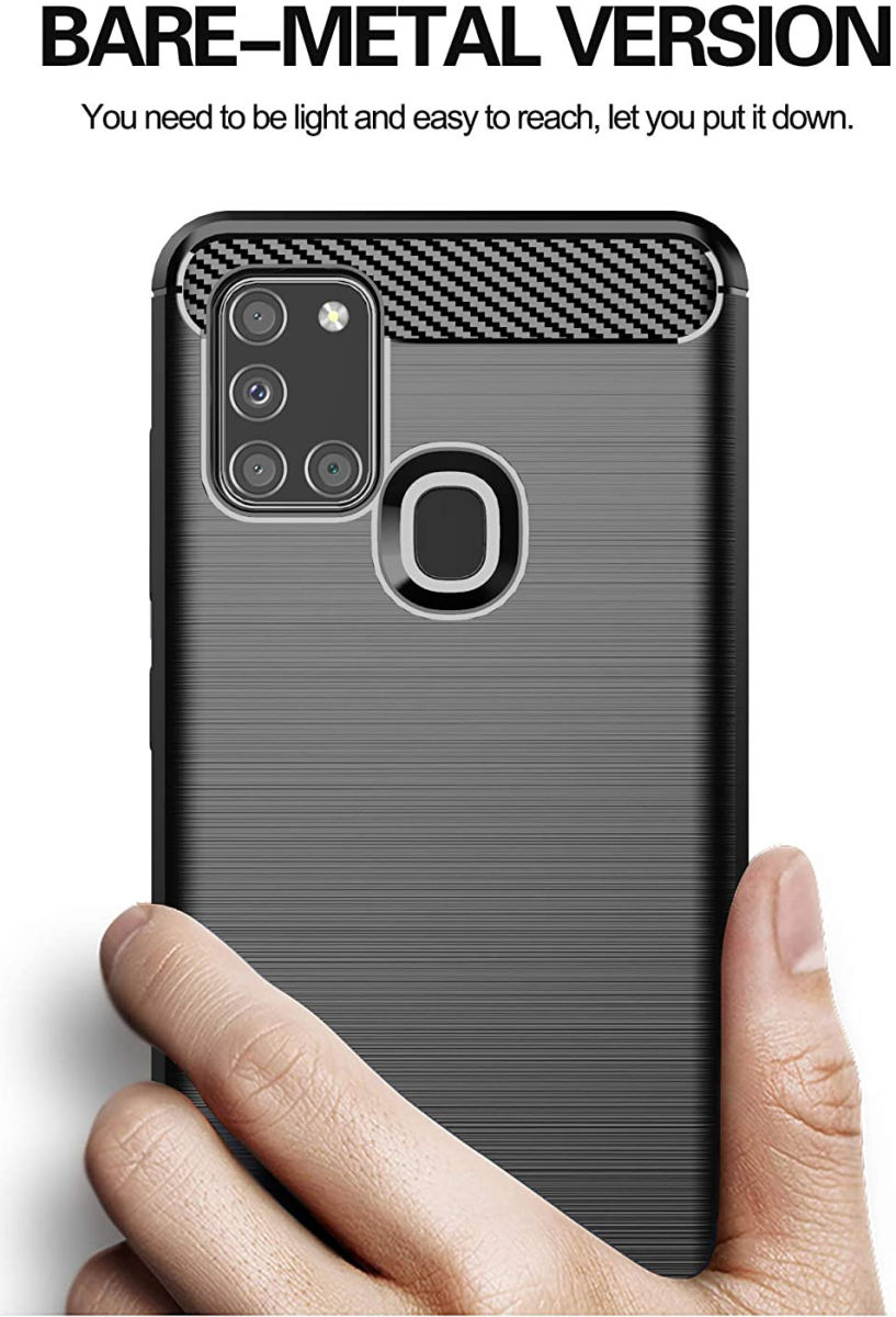 Samsung Galaxy A21S Hoesje Geborsteld TPU Flexibel Zwart afbeelding 4