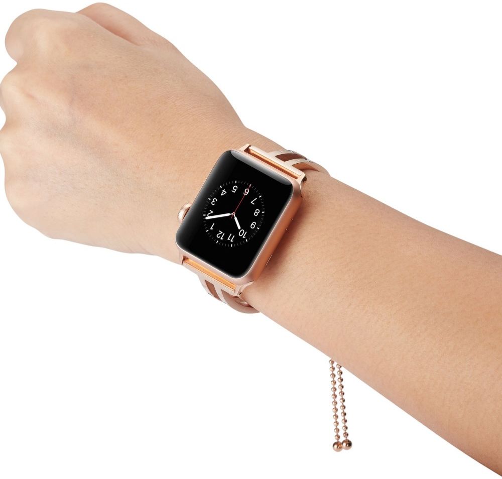 Geschikt voor Apple Watch 41MM Bandje Metalen Armband Roze afbeelding 3