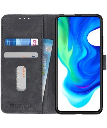 KHAZNEH Xiaomi Poco F2 Pro Hoesje Retro Wallet Book Case Zwart Hoesjes