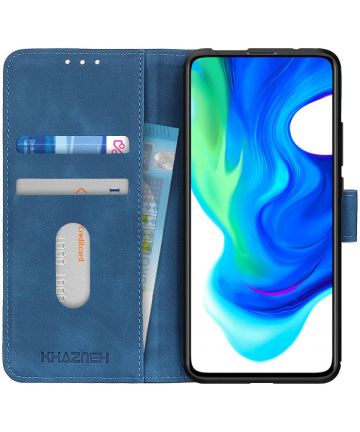 KHAZNEH Xiaomi Poco F2 Pro Hoesje Retro Wallet Book Case Blauw Hoesjes