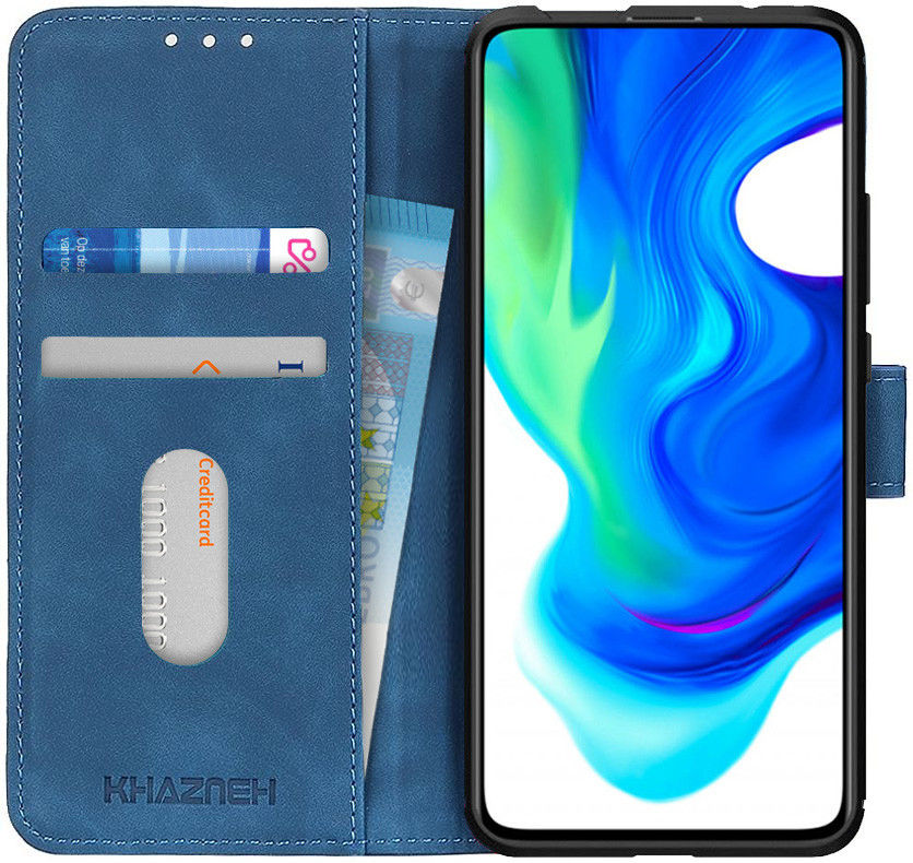 KHAZNEH Xiaomi Poco F2 Pro Hoesje Retro Wallet Book Case Blauw afbeelding 1