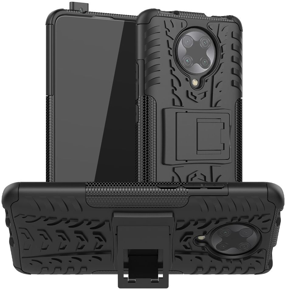 Xiaomi Poco F2 Pro Robuust Hybride Hoesje Zwart afbeelding 3