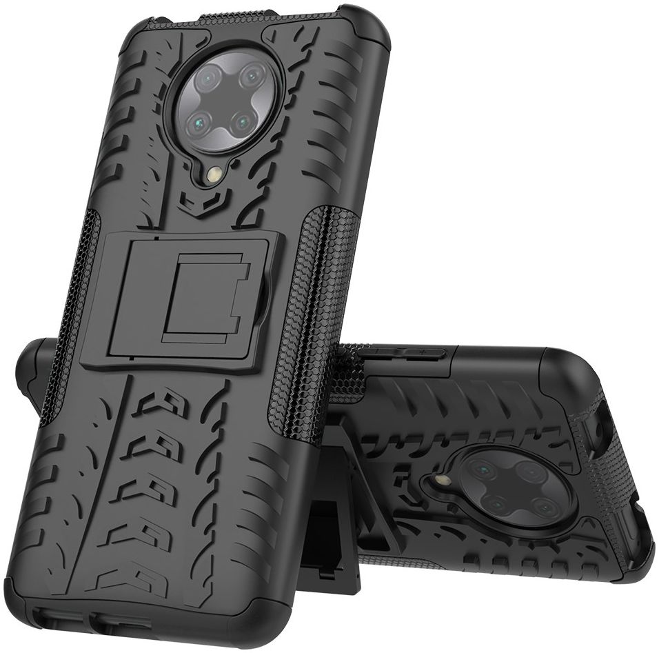 Xiaomi Poco F2 Pro Robuust Hybride Hoesje Zwart afbeelding 2