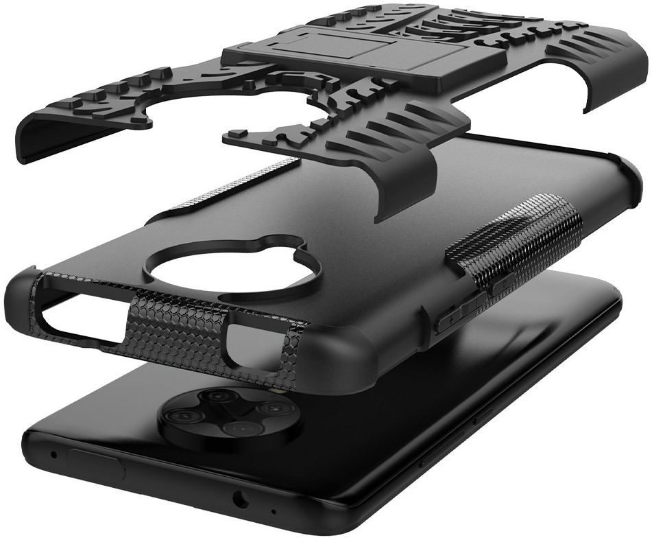 Xiaomi Poco F2 Pro Robuust Hybride Hoesje Zwart afbeelding 6