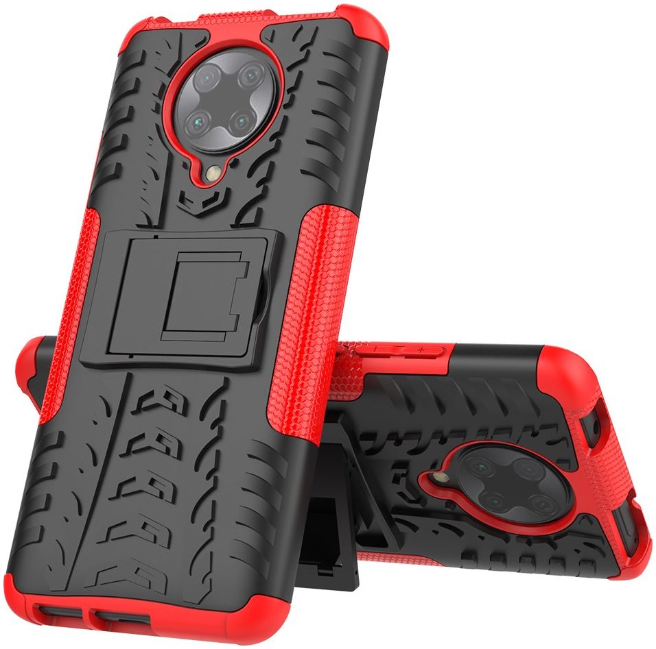Xiaomi Poco F2 Pro Robuust Hybride Hoesje Rood afbeelding 2