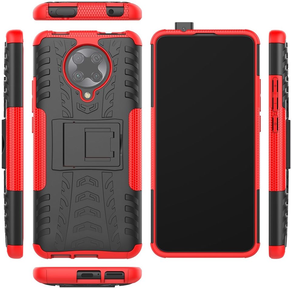Xiaomi Poco F2 Pro Robuust Hybride Hoesje Rood afbeelding 9