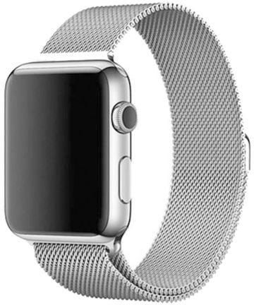 Apple Watch 45MM / 44MM / 42MM Bandje Milanese Magneetsluiting Zilver Bandjes