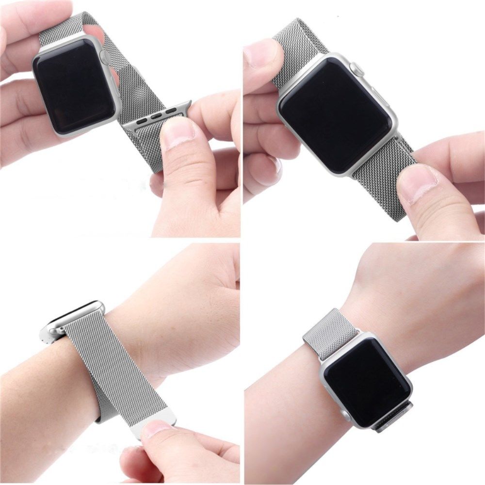 Milanees Apple Watch Bandje - 1-10/SE/Ultra - 49/46/45/44/42MM - Zilver afbeelding 4