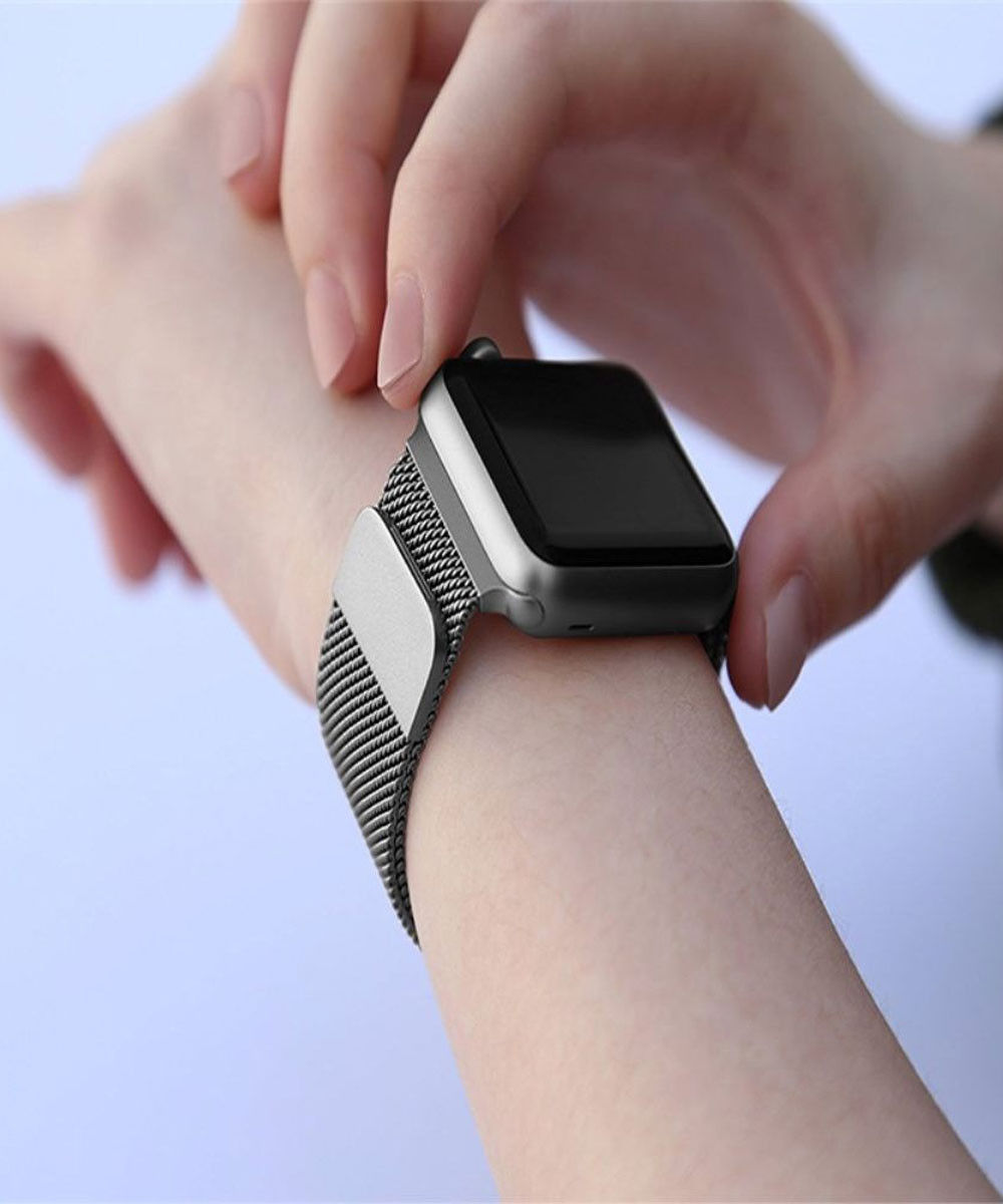 Apple Watch 1-9/SE/Ultra 49/45/44/42MM Bandje Magneetsluiting Grijs afbeelding 4