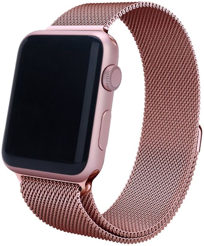Apple Watch 45MM / 44MM / 42MM Bandje Milanese Staal Magneetsluiting Roze afbeelding 1