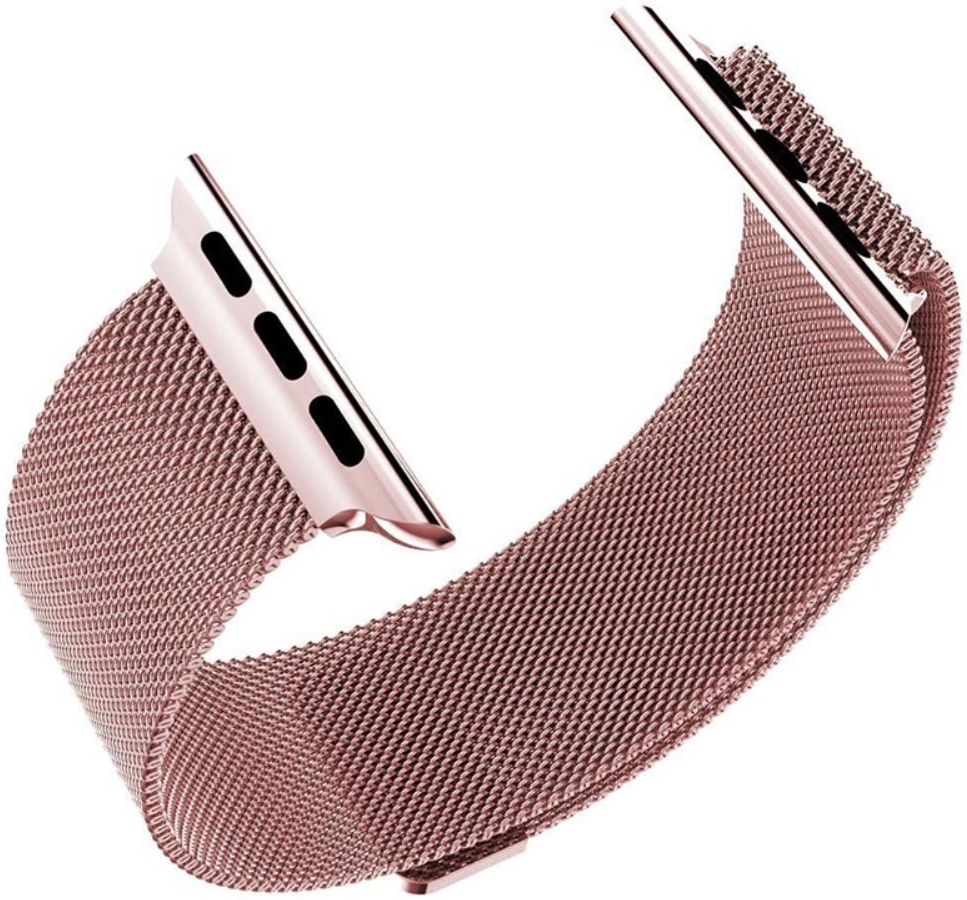 Apple Watch 45MM / 44MM / 42MM Bandje Milanese Staal Magneetsluiting Roze afbeelding 3