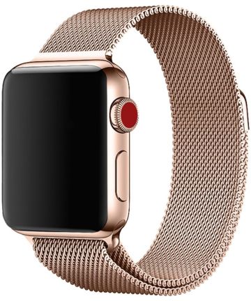 Apple Watch 45MM / 44MM / 42MM Bandje Milanese Staal Magneetsluiting Rosé Bandjes