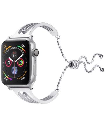 Apple Watch 45MM / 44MM / 42MM Bandje Luxe en Sierlijk Metalen Armband Zilver Bandjes