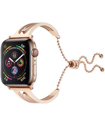 Apple Watch 45MM / 44MM / 42MM Bandje Luxe en Sierlijk Metalen Armband Goud Bandjes