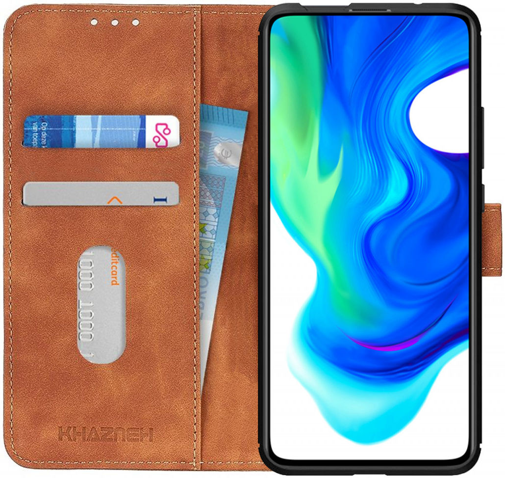 KHAZNEH Xiaomi Poco F2 Pro Hoesje Retro Wallet Book Case Bruin afbeelding 1