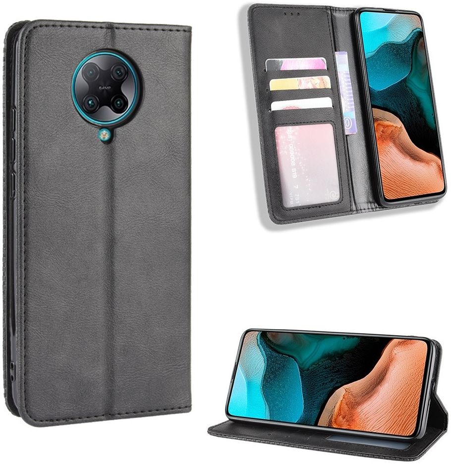 Xiaomi Poco F2 Pro Hoesje Book Case Retro Portemonnee Zwart afbeelding 4