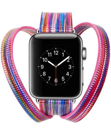 Apple Watch 45MM / 44MM / 42MM Bandje Gevlochten Armband Kunstleer Kleuren Bandjes