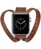 Apple Watch 45MM / 44MM / 42MM Bandje Gevlochten Armband Kunstleer Bruin