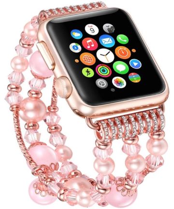 Apple Watch 41MM / 40MM / 38MM Bandje Kralen en Parel Armband Roze Bandjes