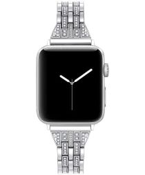 Apple Watch 44mm 42mm Bandje Rvs Schakelband Met Diamantjes Zilver Gsmpunt Nl