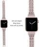 Apple Watch 45MM / 44MM / 42MM Bandje RVS Schakelband met Diamantjes Roze
