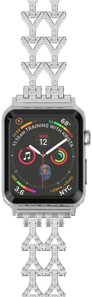 Apple Watch 42MM Bandje Diamant Design RVS Armband Zilver afbeelding 2