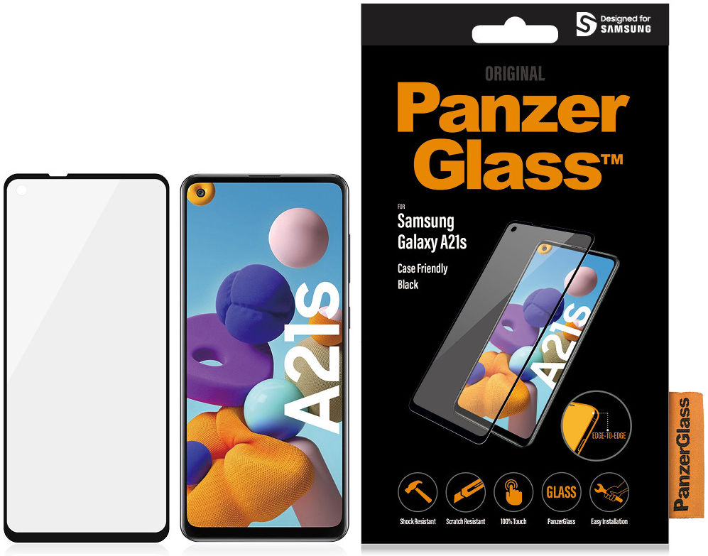 PanzerGlass Samsung Galaxy A21s Screenprotector Case Friendly Zwart afbeelding 4