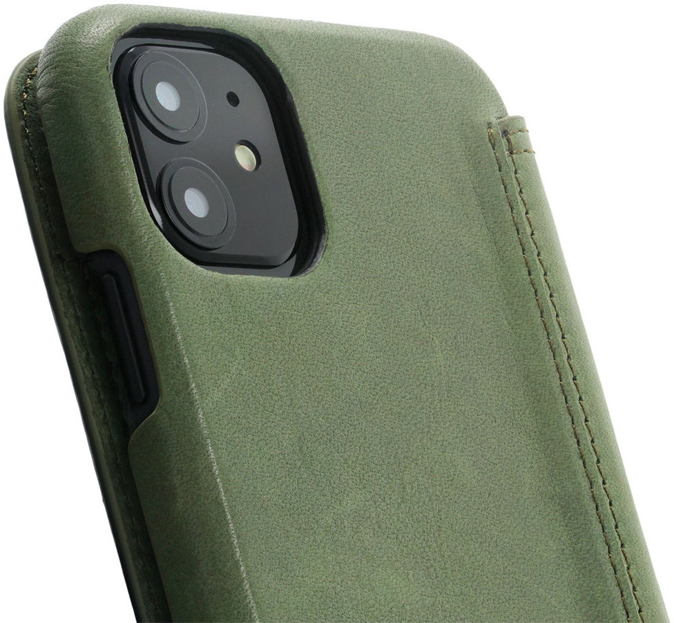 Minim Apple iPhone 11 Hoesje Echt Leer Book Case Groen afbeelding 2