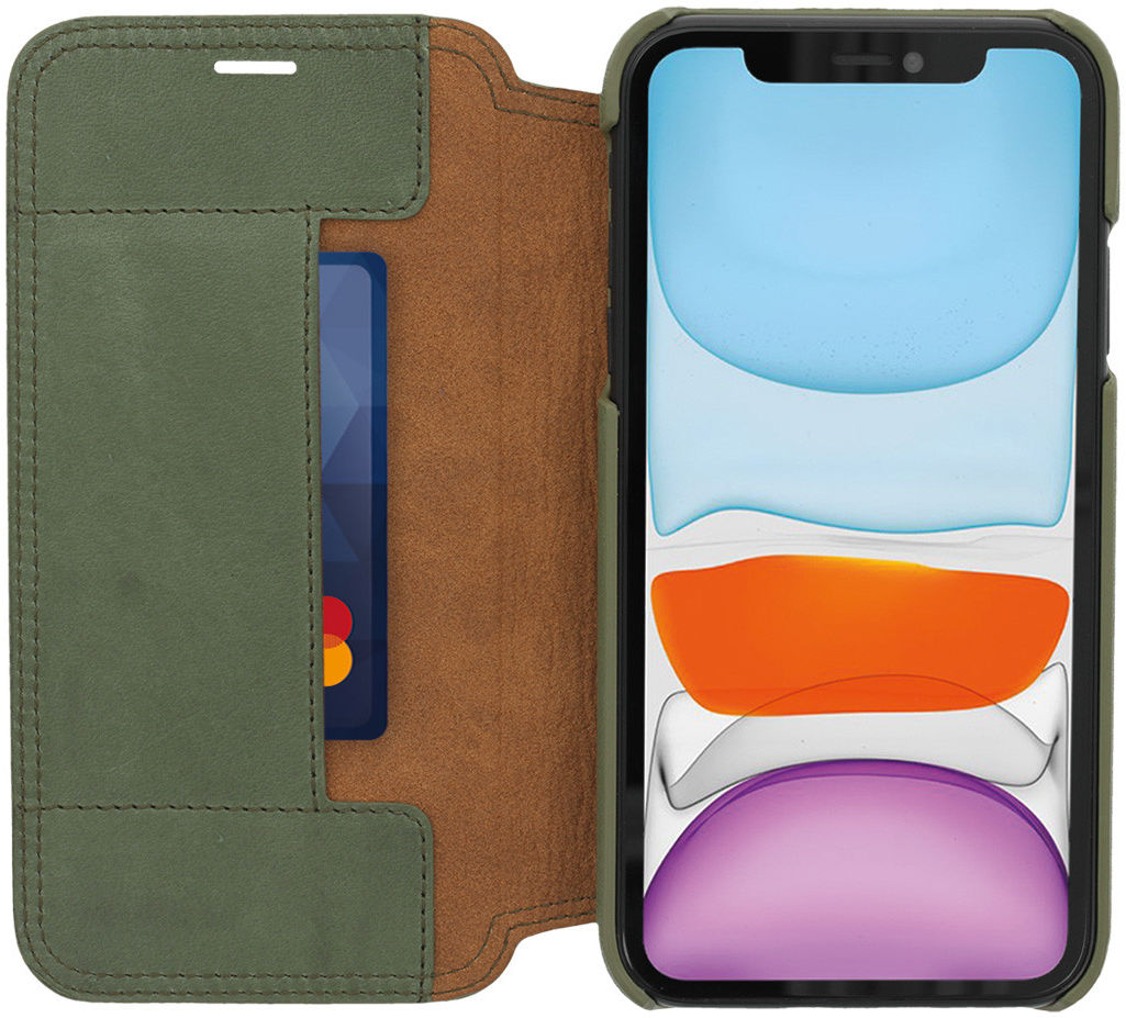 Minim Apple iPhone 11 Hoesje Echt Leer Book Case Groen afbeelding 1
