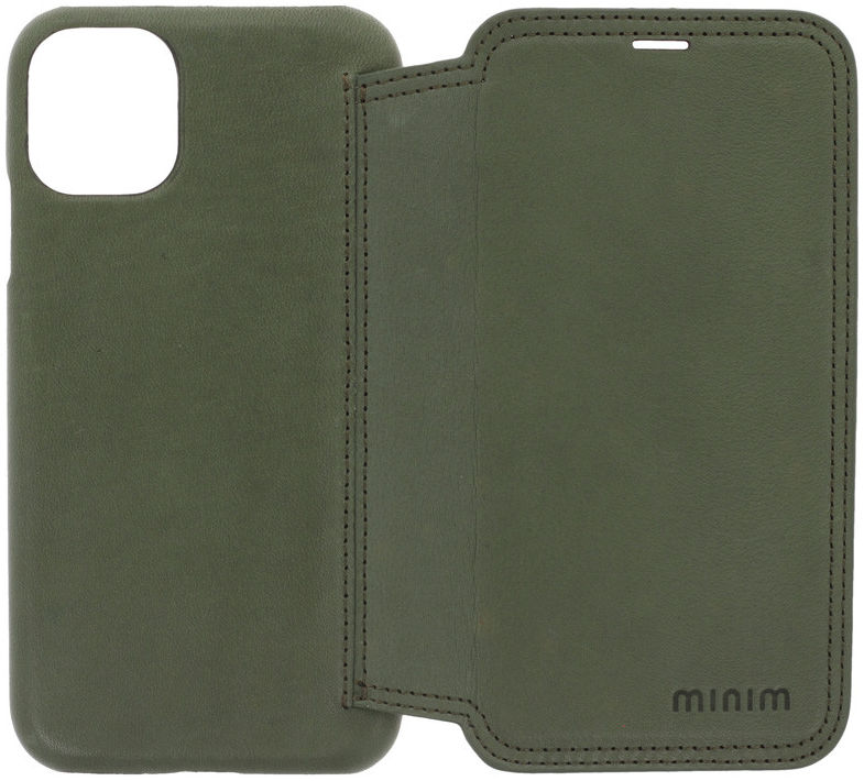 Minim Apple iPhone 11 Hoesje Echt Leer Book Case Groen afbeelding 5