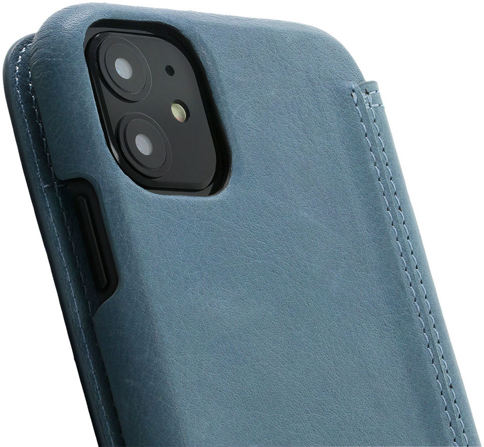Minim Apple iPhone 11 Hoesje Echt Leer Book Case Licht Blauw afbeelding 2