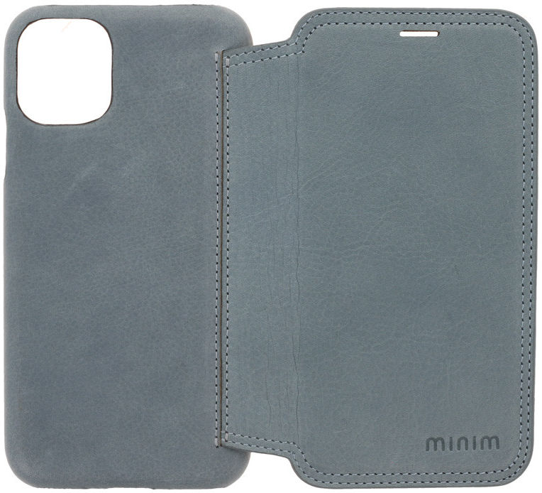 Minim Apple iPhone 11 Hoesje Echt Leer Book Case Licht Blauw afbeelding 4