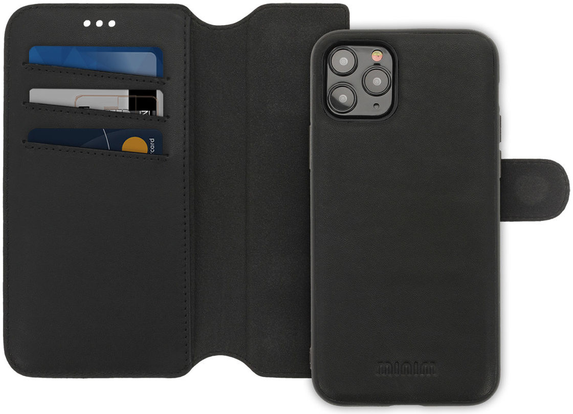Minim 2-in-1 iPhone 11 Pro Hoesje Book Case en Back Cover Leer Zwart afbeelding 1