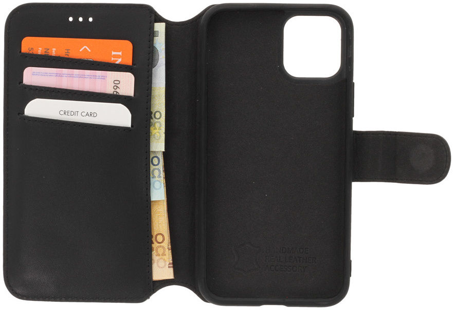 Minim 2-in-1 iPhone 11 Pro Hoesje Book Case en Back Cover Leer Zwart afbeelding 3