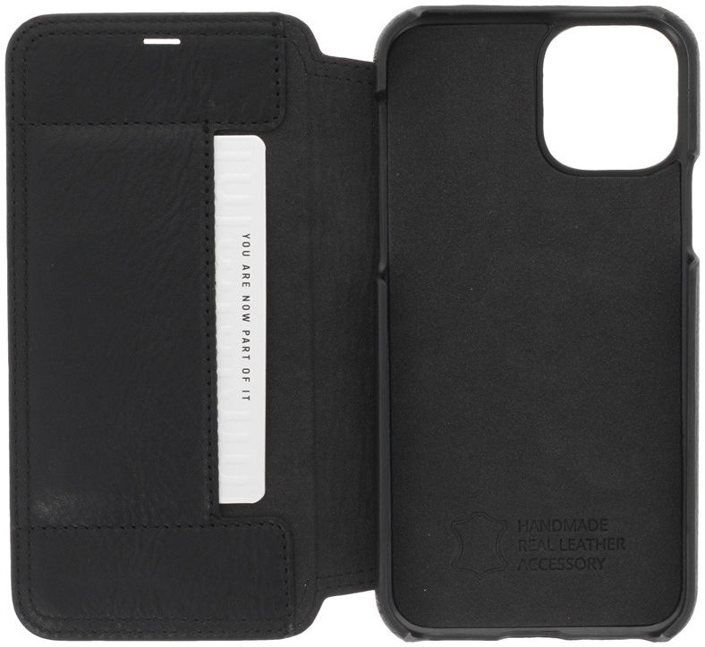 Minim Apple iPhone 11 Pro Hoesje Echt Leer Book Case Zwart afbeelding 4